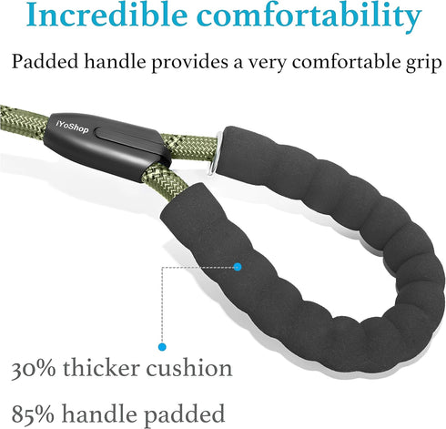 iYoShop Durable Slip Lead Dog Leash - Padded Handle and Highly Reflective Threads, No Pull Dog Training Leash