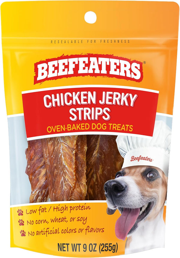 Beefeaters Dog Treats, Chicken Jerky Strips, 9oz, 100% Real Chicken Breast, Grain-Free