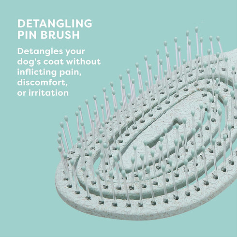 BioSilk for Pets Eco-Friendly Detangling Pin Brush for Dogs, Mint Green, Easy to Hold Ergonomic Handle