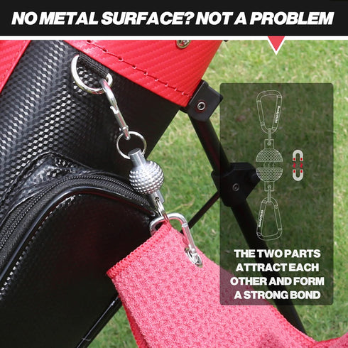 Handy Picks Magnetic Clip for Golf Towel, Mini Metal Golf Ball Design with Strong Magnet for Golf Cart