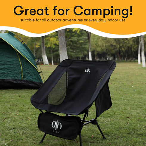 Generic 600D 7075 D-LO Ultralight Camping Chair - Black - Upgraded Dual Pocket - High Strength Oxford Fabric - Aluminum