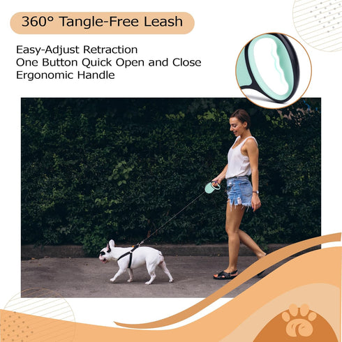 Retractable Dog Leash - Tangle Free Heavy Duty for Small Medium Large Dogs, One Button Break and Lock (Green)