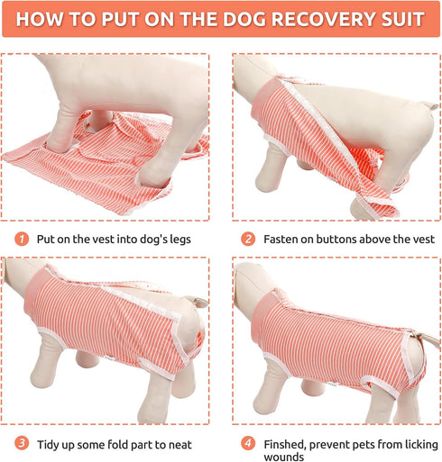 SAWMONG Recovery Suit for Dogs After Surgery, Dog Spay Surgical Suit for Female Dogs, Pink, X-Large