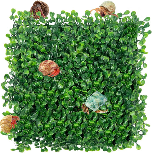 Rainmae Hermit Crab Climbing Toys, Faux Grass Mat, Plastic Plants Lawn for Gecko Reptile Lizard 10 x 10 Inch.