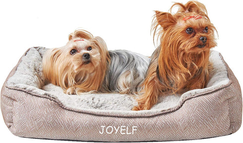JOYELF Washable Dog Bed, Cute Fluffy Cat Bed for Small Dog, Puppy, Kitten - Small Rectangle Sofa