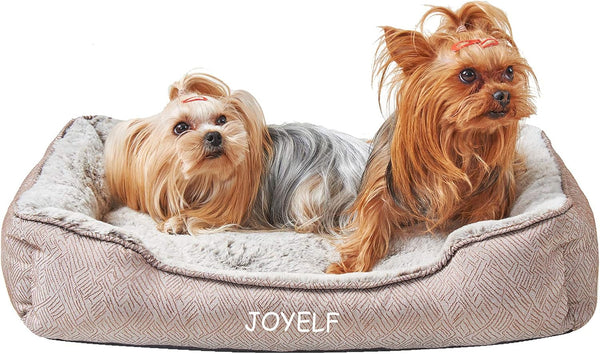 JOYELF Washable Dog Bed, Cute Fluffy Cat Bed for Small Dog, Puppy, Kitten - Small Rectangle Sofa