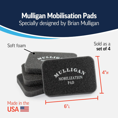 OPTP Mulligan Mobilisation Pads, Set of Four Positioning and Balance Foam Pads, 6" x 4", Black