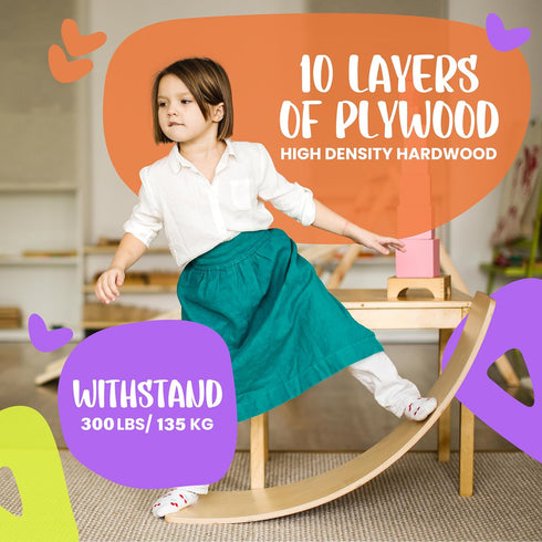 bagacootha 32" Ultimate Wooden Wobble Balance Board for Kids by Wooden Toddler Toys & Kids Rocker for Endless Play