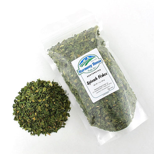 (1 oz, Harmony House Dried Spinach Flakes Dehydrated Vegetables For Cooking, Camping, Emergency Supply and More ZIP
