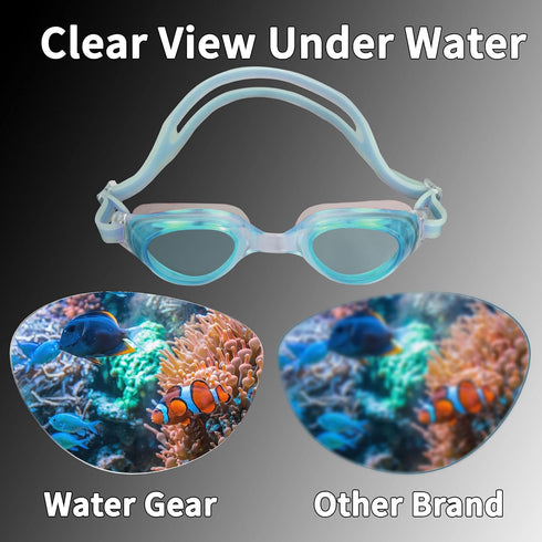 Water Gear Anti-Fog Goggles for Men and Women - Comfortable Swimming Goggles for Pool and Diving