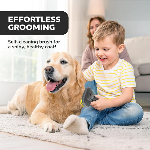 Hertzko Grooming Tool for Cats & Dogs – Self Cleaning Slicker Brush, Retractable Bristles, Easy-Clean Deshedding Brush
