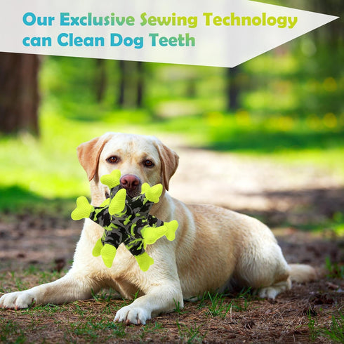Dog Chew Squeaky Toys - Tug of War Stuffed Jack Bone Toy with Squeakers, Durable Interactive Toy for All Dog Sizes,