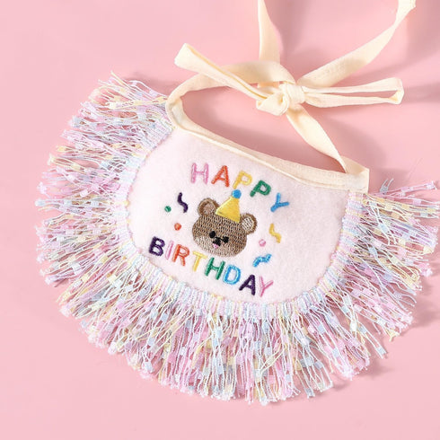 Cat Birthday Bandana Scarf and Party Hat Set, Cute Tassels Bib Scarf for Cat Birthday Party Decorations