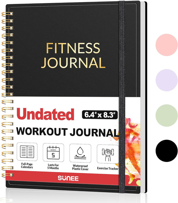 Fitness Journal Workout Planner, A5 (6.4" x 8.3") Undated Journal for Men & Women to Track Progress and Achieve Goals