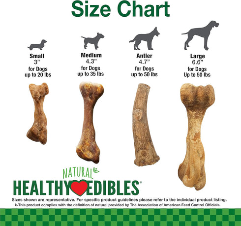 Nylabone Healthy Edibles Natural Dog Chews, Long Lasting Ham Flavor Treats for Dogs, Small/Regular (16 Count)