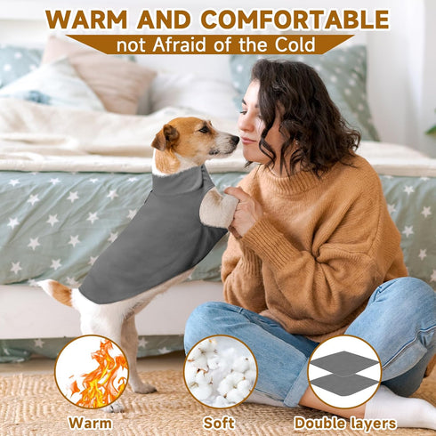 Fleece Dog Coat, Reflective Pet Jacket for Cold Weather, Extra Large to Small Pets (Grey, S)