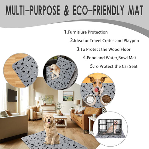 Dog Crate Pee Pads, Washable Non-Slip Puppy Pads for Small Dogs, Water Absorb Training Pads, 32" x 40", Gray