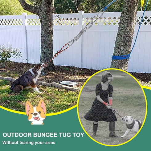 HOPET Dog Outdoor Bungee Solo Hanging Toy - Durable Interactive Tug Toy for Small Large Aggressive Chewers