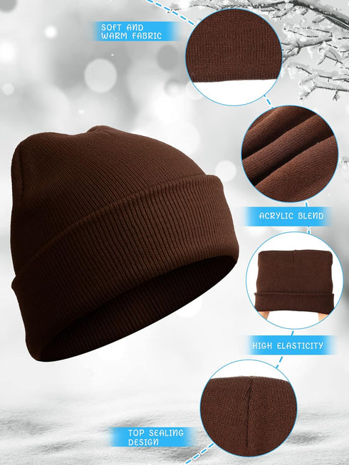 Foaincore 24 Pcs Roll Up Edge Skullcap Beanie, Women's Men's Warm Winter Hats, Lightweight Acrylic Knit Cuff Beanie