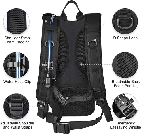 NOOLA 3L Hydration Backpack with TPU Water Bladder, Tactical Pack for Men Women, Perfect for Hiking and Biking