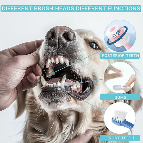 URMYONLY 360 Dog Toothbrush, Degree Finger Toothbrushes, Triple Head Toothbrushes, Double Head Toothbrush,Cleaning