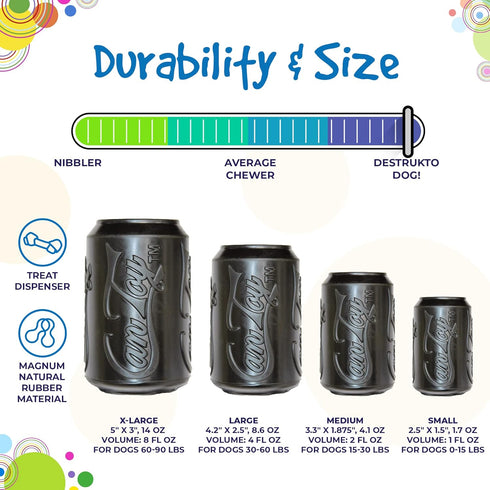 SodaPup Magnum Soda Can Dog Treat Dispenser & Chew Toy, Made in USA, Durable Non-Toxic Natural Rubber