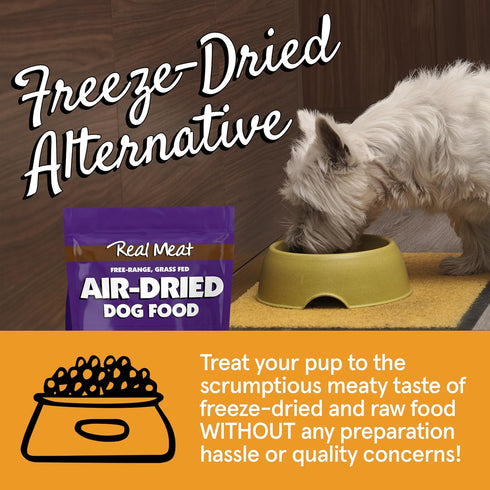 Real Meat Air Dried Dog Food w/Real Lamb - 2lb Bag, USA-Crafted Grain-Free, High Protein Lamb