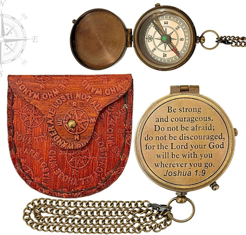 Handmade Vintage Brass Pocket Compass with Lid - Perfect Maritime Gift