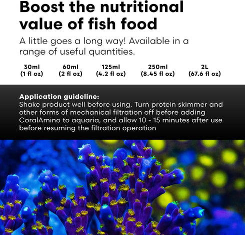 Brightwell Aquatics CoralAmino - 2.02 fl oz Complex of Amino Acids for Coral Growth, Saltwater Aquarium Food