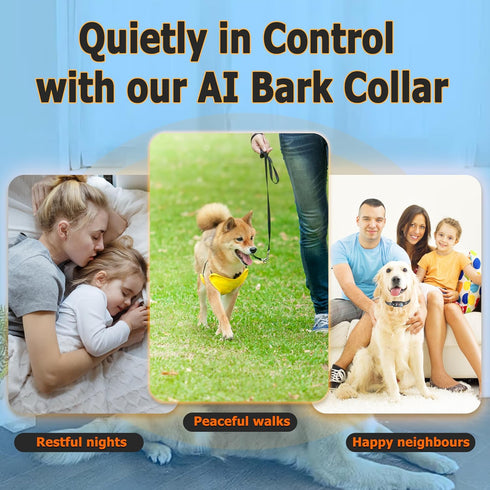 Ultrasonic Dog Bark Collar for Large Medium Dogs, Smart Anti Barking Device, Rechargeable Training Collar with