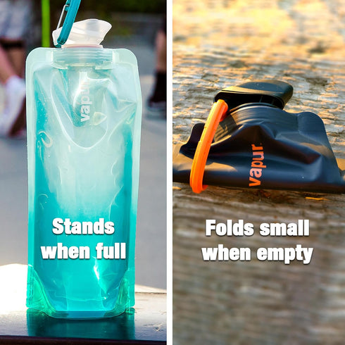 Vapur Flexible, Collapsible Wide Mouth Anti-Bottle with Detachable Carabiner, 50 Ounce, Translucent Blue, Pack of 1