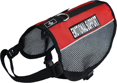 EMOTIONAL SUPPORT Service Dog mesh vest Harness Cool Comfort. Purchase comes with 2 reflective EMOTIONAL SUPPORT pathces. PLEASE MEASURE your dog before ordering (Girth 8-10", Red)