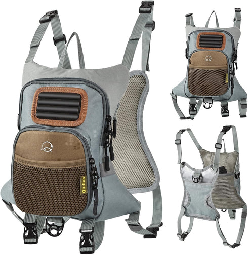 Fly Fishing Chest Pack, Waterproof Fishing Tackle Backpack, Lightweight Pouch with Multiple Compartments