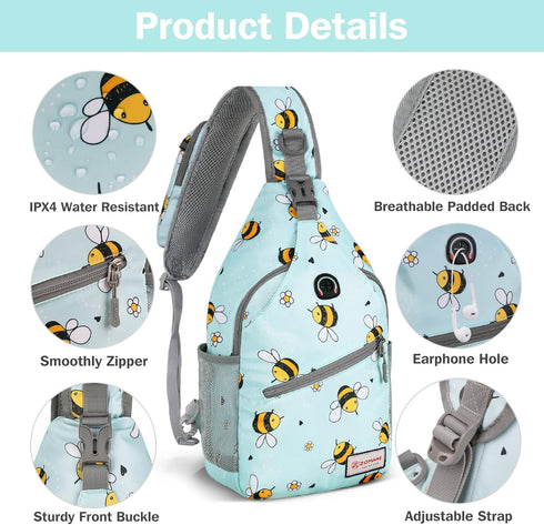 Backpack,Water Daypack ZOMAKE Sling Bag,Small Crossbody Sling Resistant Shoulder for Travel,Anti Thief Chest Bag