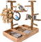 BRSLAIF Natural Wood Bird Perch Stand, Multi-Layer Parrot Playground Gym with Feeding Cups
