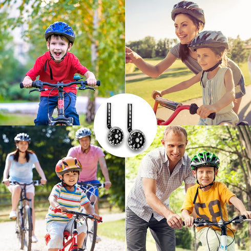 Training Wheels for Children's Bicycle, Flash Mute Wheel Stabiliser Mounted Kit for 12 14 16 18 20 Inch