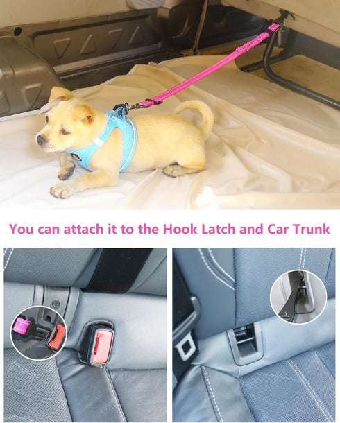 3-in-1 AUBELL Dog Seat Belt for Car,Updated Adjustable Reflective Bungee Heavy Duty Dog Car Harness Tether with Clip