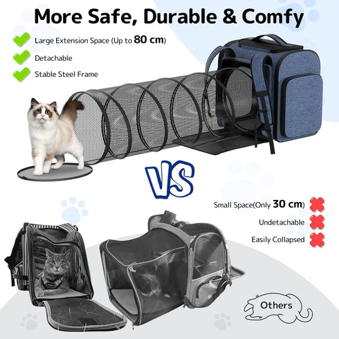 Backpack 2 1 Backpack Cat Carrier with Detachable Play Tunnel, in Cat Tunnel Suitable for Carrying & Playing
