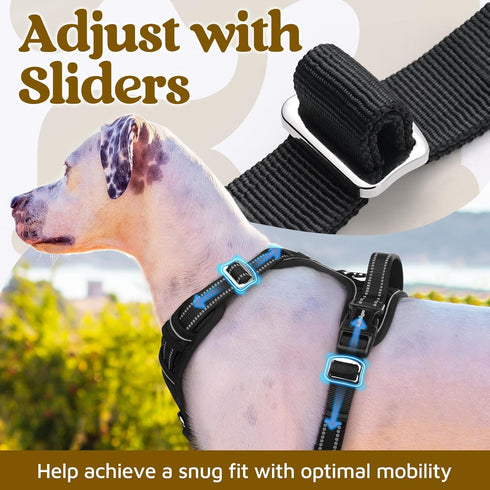 rabbitgoo Medium Dog Harness, No Pull Vest with 3 Buckles, Adjustable Soft Padded Harness with Easy Control Handle,