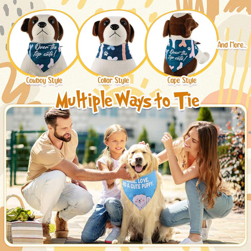 100 Sweetude Pcs Plaid Dog Bandanas Bulk Paw Print Dog Scarf Bibs Puppy Pet Bandanas with Captions Adjustable Cat