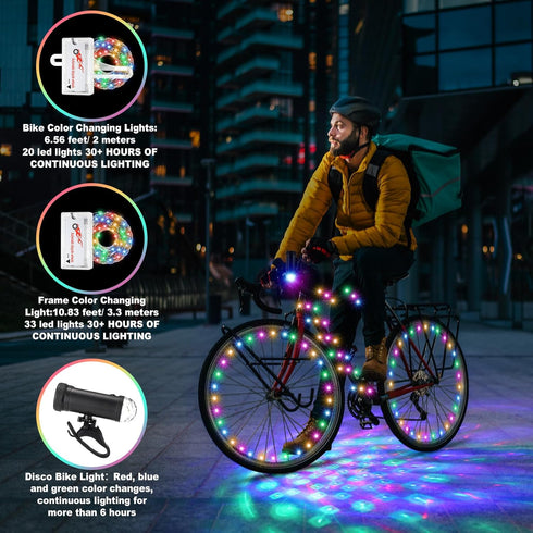 4 2 1 1 VIHOSE Pcs Disco Bike LED Light Bike Wheel Frame LED Lights and Headlights with Battery Powered Bicycle Bright