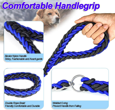 Dog Leash Rope Chain, Nylon Rope Metal Chain for Pet Leads, 6ft Heavy Duty Chew Proof Training Walking for Large Dogs