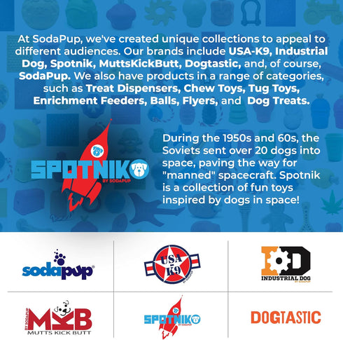 SodaPup Spotnik Asteroid - Durable Dog Ball Toy & Chew Toy Made in USA from Non-Toxic Natural Rubber