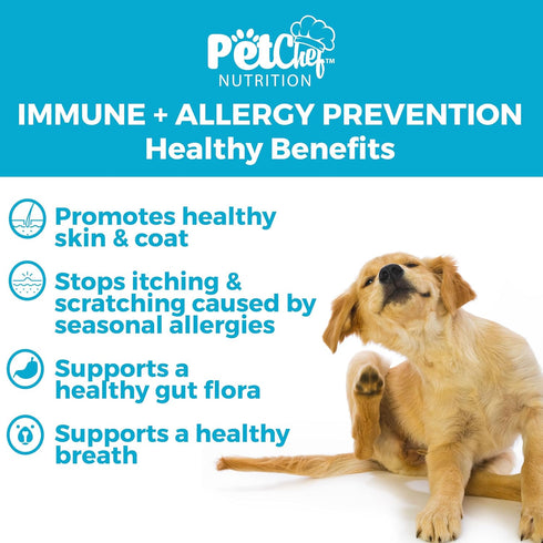 Pet Chef Respiratory Immune + Dog Allergy Remedy, Itch Relief, Anti Itching for Dogs, Skin Rashes Prevention