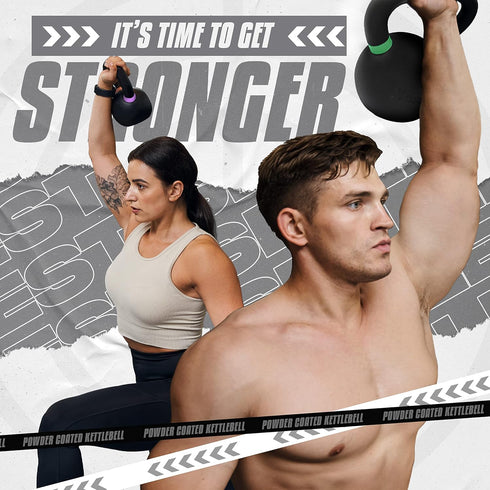 Yes4All Kettlebell Weights, Cast Iron, Powder Coated for Strength Training