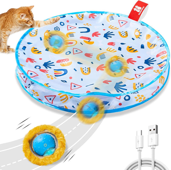 Potaroma Interactive Cat Toys, Fast Moving Ball in Play Mat, Automatic Motion