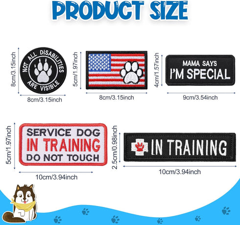 25 Pack Service Dog Patches Tactical Dog for Harness Patches Embroidery Dog Vest Patches for Dogs in Training American Flag Patch Removable Tactical Patches Collar Leash by Chunyin