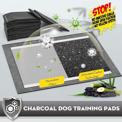 22"x22" 4 (50 Counts) CROCI Puppy Pee Pads Charcoal Pee Pads, Odor-Control Charcoal Puppy Pads & Super Absorbent Dog
