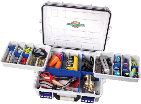 Flambeau Outdoors 3000WPNC Waterproof Satchel 3000, Portable Tackle Box with Trays, Gray/Clear