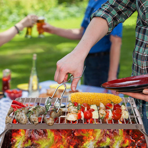 REDCAMP 17" Large Folding Campfire Grill - Heavy Duty Stainless Steel for Outdoor Cooking